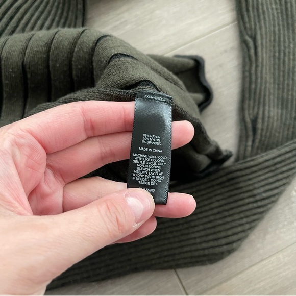 Express Green & Black Ribbed Long Sleeve Fit & Flare Sweater Dress - Picture 5 of 6